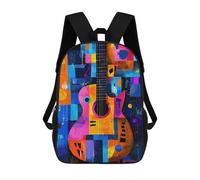 sinyumoney Expressionist Geometry Guitar - Vibrant Abstract Music Art Children's Backpack, 3D Printed School Backpack, Backpack for Boys Girls, Adjustable School Bag for Primary School 17inch