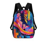sinyumoney Expressionist Geometry Sneaker - Vibrant Abstract Street Art Backpack School Bag Large School Backpack for Boys for Camping Outdoor Adventures And Daily Travel 17inch