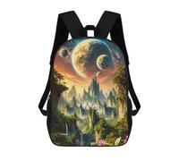 sinyumoney Extraterrestrial Eden Kids' Book Bag 3D Printing School Bag Boys And Girls Cool Knapsack Casual Back Bag for School Students 17inch
