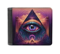sinyumoney Eye of The Pyramid -5 3D Print PU Leather Wallet Multiple Slots Banknote Compartments Stylish Durable Men's Wallets Gifts 11.7cm*9.5cm