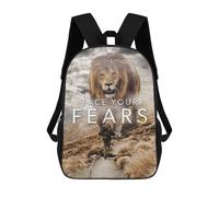 sinyumoney Face Your Fears Vs Lion Kids Backpack 17 Inch School Bag 3D Printed Cartoon School Backpacks for Boys And Teenager School Students