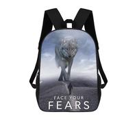 sinyumoney Face Your Fears Vs Wolf Backpack School Large Water Resistant Laptop Backpack for School/Work/Travel 17inch