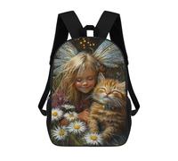 sinyumoney Fairy And Kitten in Daisy Field Backpack School Large School Backpack for Boys for Teenage Girls Boys Women Men 17inch