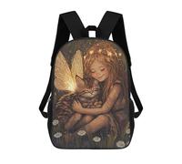 sinyumoney Fairy Girl with Cat School Backpack Water Resistant Travel Backpack Computer Bag for Men, Women & Teenage Boys 17inch
