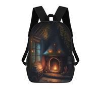 sinyumoney Fairy House Fireplace Rucksack Large School Backpack for Boys - Perfect for Travel, Work And Daily Use 17inch
