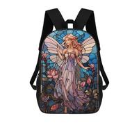 sinyumoney Fairy Stained Glass Kids School Backpack School Bag 3D Printed School Bag for Boys Elementary And Middle School Students 17inch