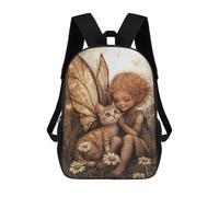 sinyumoney Fairy with Cat in Garden-1 School Backpack 3D Printed Children's 17inch Backpacks Bag Bookbag for Kids Boy Girl Book Bags Kids School Bag Travel Rucksacks