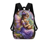 sinyumoney Fairy with Cat in Garden Backpack School Lightweight Casual Daypack School Backpacks for School/Work/Travel 17inch