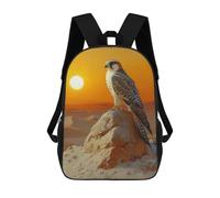 sinyumoney Falcon at Sunset Children's Backpack, 3D Printed School Backpack, Backpack for Boys Girls, Adjustable School Bag for Primary School 17inch