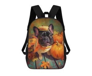 sinyumoney Fall Pumpkin French Bulldog School Backpack Large School Backpack for Boys for Campus Outdoor Travel Sports 17inch