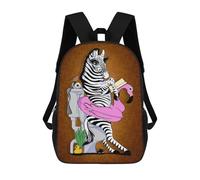 sinyumoney Fancy Zebra on Toilet Funny Backpack School Bag Secondary Causal Travel High School Bags for Camping Outdoor Adventures And Daily Travel 17inch