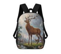 sinyumoney Fantastical Deer Encounter Rucksacks 3D Printed Children Backpacks Fashion Casual Daypack Cute Travel Bags Outdoor Casual Daypack for Boy And Girl 17inch