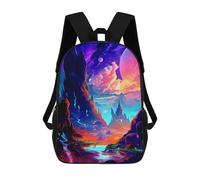sinyumoney Fantasy Alien Landscape -1 Kids School Backpack 3D Printed Fashion School Bag Casual School Bag for Boys Elementary And Middle School Students 17inch