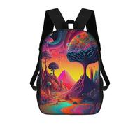 sinyumoney Fantasy Alien Landscape -2 3D Printed Children's School Backpack for Kids High Capacity Travel Rucksacks Book Bags Kids School Bag Back Pack 17inch