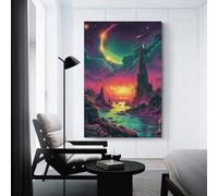 sinyumoney Fantasy Alien Planet Landscape -1 Wall Pictures Bedroom Home Office Kitchen Gallery Corridor Bathroom Wall Decor Ready To Hang Picture for Wall 12x18inch(30x45cm)