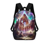 sinyumoney Fantasy Alien Ruins Kids Backpack,School Backpack Kids School Bag 3D Printed Cartoon Large Capacity Backpack for Kids Boys And Girls 17inch