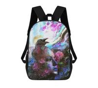 sinyumoney Fantasy Artwork with Raven And Flowers Backpack School Daypacks Business Backpack Water Resistant Bookbag for Men, Women & Teenage Boys 17inch