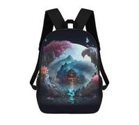 sinyumoney Fantasy Asian Landscape with Temple School Backpack Business Laptop Rucksack Bag Unisex Casual Daypack for Men, Women & Teenage Boys 17inch