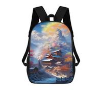 sinyumoney Fantasy Asian Temple Landscape Backpack School Water Resistant Travel Backpack Computer Bag - Perfect for Travel, Work And Daily Use 17inch