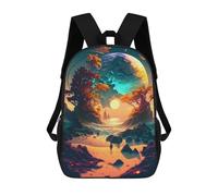 sinyumoney Fantasy Beach Sunset School Backpack High Secondary School Bags Casual Backpack for Girls Boys Teenage 17inch