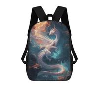 sinyumoney Fantasy Beast White Dragon Backpack 3D Printed Children's School Backpack for Kids High Capacity Travel Rucksacks Book Bags Kids School Bag Back Pack 17inch