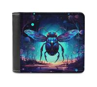sinyumoney Fantasy Beetle in Mystic Forest 3D Print PU Leather Wallet Slots ID Window RFID Blocking Stylish Slots Note Section Purse Youth Guys 11.7cm*9.5cm