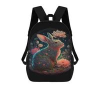 sinyumoney Fantasy Bunny with Flowers Backpack School Bag Business Durable Laptop Bag for Boys/Girls/Teenagers 17inch