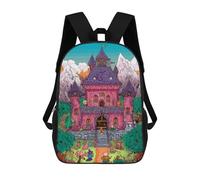 sinyumoney Fantasy Castle Adventure Book Cover Backpacks 3D Printed 17inch Kids School Backpack Outdoor Casual Daypack Casual Travel Bags for Middle School Students