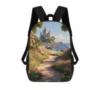 sinyumoney Fantasy Castle by The Sea Backpack School Bag Rucksack Casual Daypacks School Work Travel Bag for Teenage Girls Boys Women Men 17inch