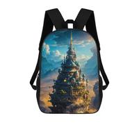 sinyumoney Fantasy Castle Floating 3D Printed 17inch Kids School Backpack School Bag Fashion Rucksacks for Boys Elementary And Middle School Students