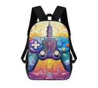 sinyumoney Fantasy Castle Gamepad Artwork School Backpack Rucksack Casual Daypacks School Work Travel Bag for Men, Women & Teenage Boys 17inch