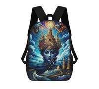 sinyumoney Fantasy Castle Head Artwork 3D Printed Children's School Backpack for Kids High Capacity Travel Rucksacks Book Bags Kids School Bag Back Pack 17inch