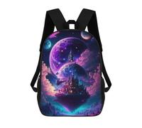 sinyumoney Fantasy Castle in Space -5 Kids Backpack,School Backpack Kids School Bag 3D Printed Cartoon Large Capacity Backpack for Kids Boys And Girls 17inch
