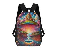 sinyumoney Fantasy Castle in Swirling Colors 3D Printed Children's School Backpack for Kids Travel Rucksacks Book Bags Kids School Bag 17inch