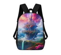 sinyumoney Fantasy Castle in The Sky -5 Kids Backpacks,3D Personalized School Bookbags for Boys Girls Large Schoolbags Casual Daypack 17inch