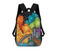 sinyumoney Fantasy Castle Rainbow Bridge Fashion Student School Backpack Suitable for Boys Girls Kids Casual Outdoor Travel Essential Daypack 17inch
