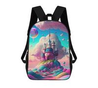 sinyumoney Fantasy Castle Skyward -6 3D Printed Children's School Backpack for Kids High Capacity Travel Rucksacks Book Bags Kids School Bag Back Pack 17inch