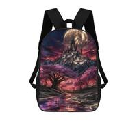 sinyumoney Fantasy Castle with Cherry Blossoms School Backpack Daypacks Business Backpack Water Resistant Bookbag - Perfect for Travel, Work And Daily Use 17inch
