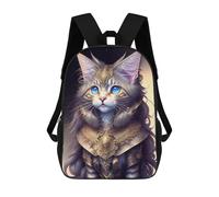 sinyumoney Fantasy Cat Armor Artwork Children's 17 Inch School Backpack 3D Printed Casual Daypacks for Kids Travel Rucksacks Book Bags Kids School Bag