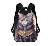 sinyumoney Fantasy Cat Armor Artwork School Bags Water Resistant Travel Backpack Computer Bag for Teenage Girls Boys Women Men 17inch
