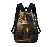 sinyumoney Fantasy Cat Beer Lover Children's School Backpack 3D Printed for Kids Travel Rucksacks Book Bags for Boys Elementary School Students 17inch