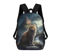 sinyumoney Fantasy Cat Castle Art Print Rucksack Water Resistant Computer Rucksack for Camping Outdoor Adventures And Daily Travel 17inch