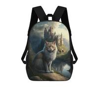 sinyumoney Fantasy Cat Castle Landscape Backpack School Lightweight Airport College Students Back Pack for Girl, Teen Girls 17inch