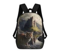 sinyumoney Fantasy Cat Castle Reflection Backpack School Bag Lightweight Airport College Students Back Pack for School/Work/Travel 17inch