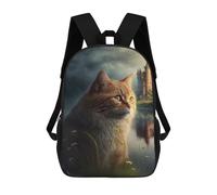 sinyumoney Fantasy Cat Castle Scene-2 School Bag 3D Printed 17inch Backpacks Fashion Kids School Backpack Rucksacks for Boys Elementary And Middle School Students