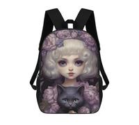sinyumoney Fantasy Cat Lady Children's Backpacks 17inch School Backpack 3D Printed Bag Bookbag for Kids Travel Rucksacks Boy Girl Book Bags Kids School Bag