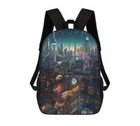 sinyumoney Fantasy Cityscape Urban Dreamscape Backpack School Backpack Kids School Bag Large Capacity Kids Backpack for School Rucksack 3D Book Bag Gifts for Kids 17inch