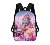 sinyumoney Fantasy Cityscape Vibrant Urban Dreamscape -2 3D Printed Children's School Backpack for Kids High Capacity Travel Rucksacks Book Bags Kids School Bag Back Pack 17inch