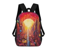 sinyumoney Fantasy Cityscape with Balloons Backpack School Bag Large School Backpack for Boys - Perfect for Travel, Work And Daily Use 17inch
