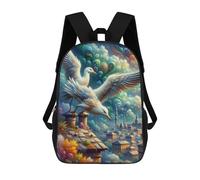 sinyumoney Fantasy Cityscape with Birds Rucksack Water Resistant Travel Backpack Computer Bag for School/Work/Travel 17inch
